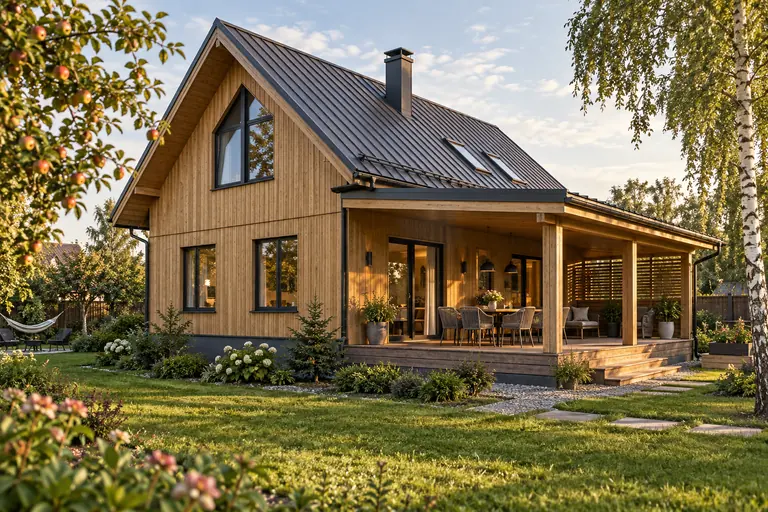 Hansen-huset: et hus i halvannen etasje med lys kledning